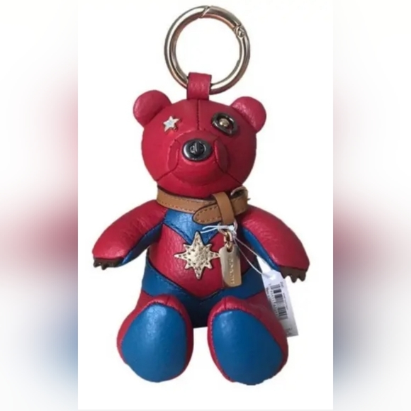 Coach Handbags - 🎄CoachxMarvel Carol Danvers Leather Bear Bag Charm Key Chain Ring